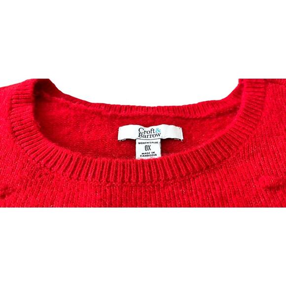 CROFT & BARROW LONG SLEEVE PULL-OVER ROUND NECK SWEATER, WOMENS, 0X (14W), RED - Picture 2 of 12